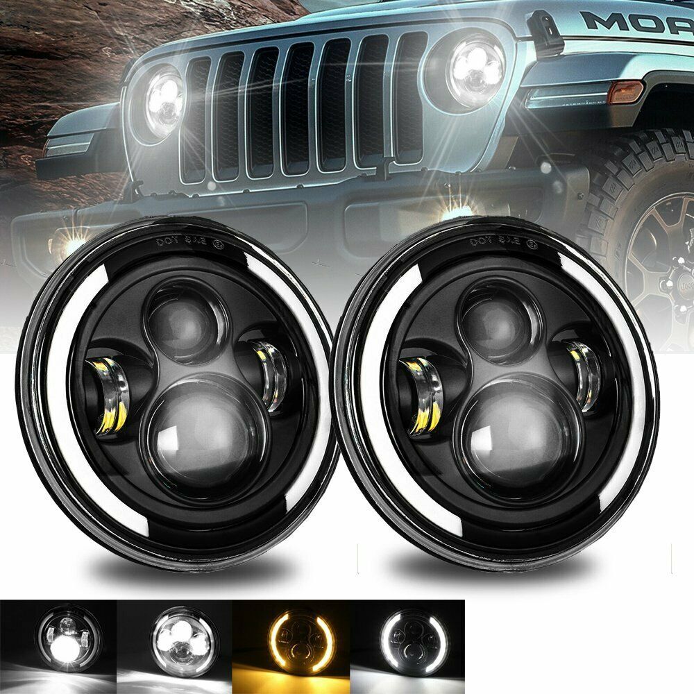 1 Pair 7 Inch Round Shaped LED Front Headlight Daytime Running Light 7 inch