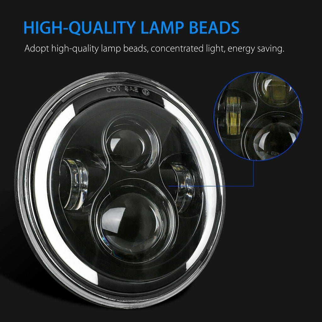 1 Pair 7 Inch Round Shaped LED Front Headlight Daytime Running Light 7 inch