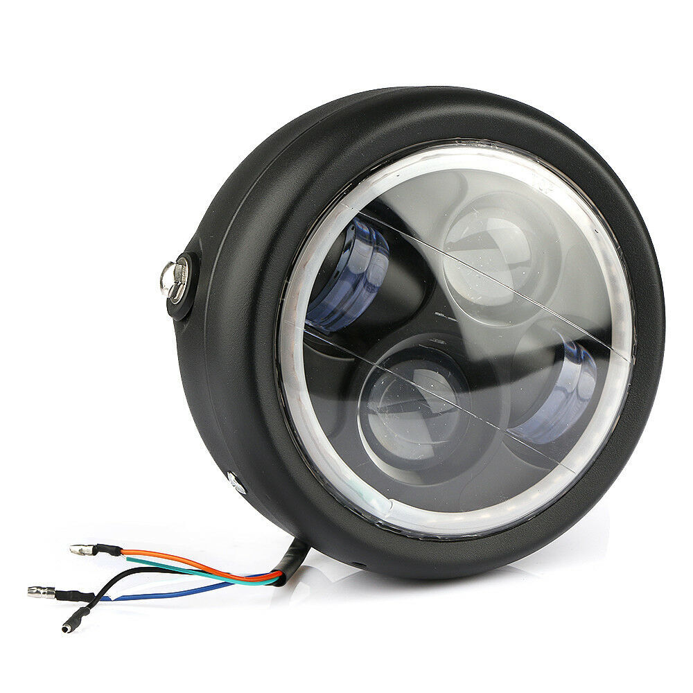6.5" LED Motorcycle Headlight Headlamp Bracket Angel Ring Hi Lo Beam Bulb 6.5