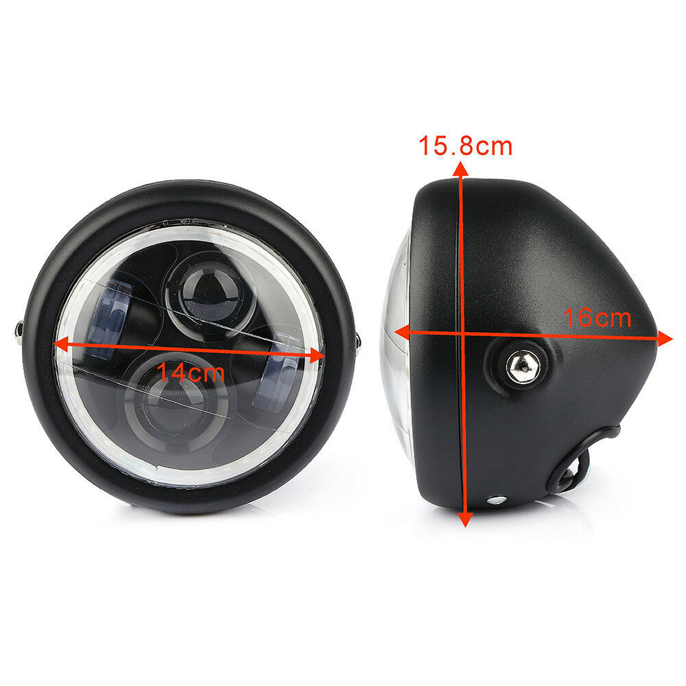 6.5" LED Motorcycle Headlight Headlamp Bracket Angel Ring Hi Lo Beam Bulb 6.5
