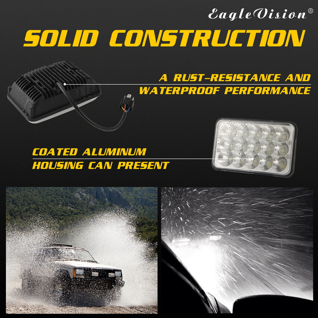 LED Headlight Die-cast Aluminum Casing 150w Square 5inches (4x6)LED Headlamp Suv Truck Working Lights White light