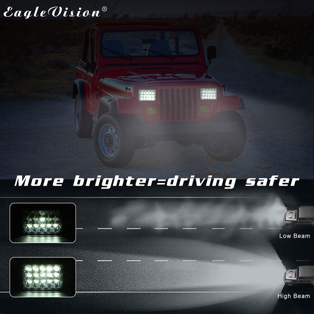 LED Headlight Die-cast Aluminum Casing 150w Square 5inches (4x6)LED Headlamp Suv Truck Working Lights White light