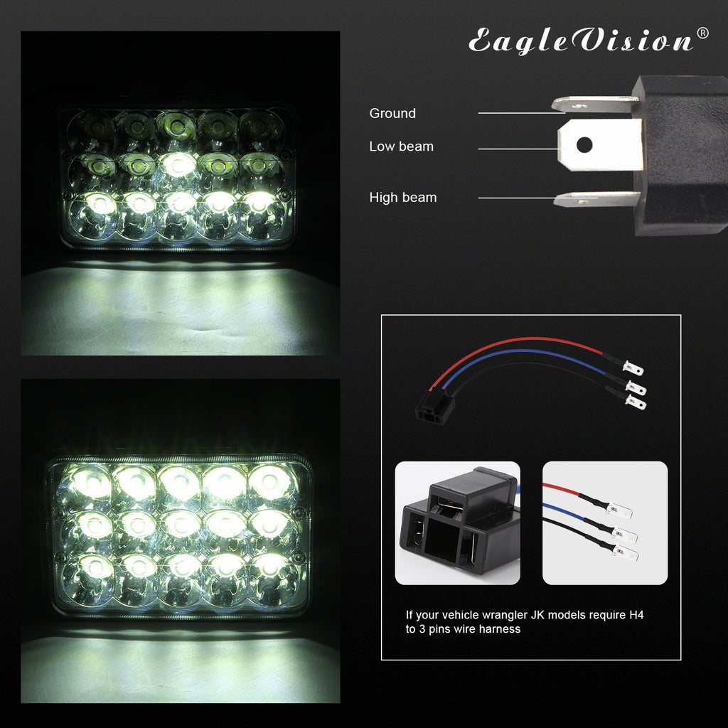LED Headlight Die-cast Aluminum Casing 150w Square 5inches (4x6)LED Headlamp Suv Truck Working Lights White light
