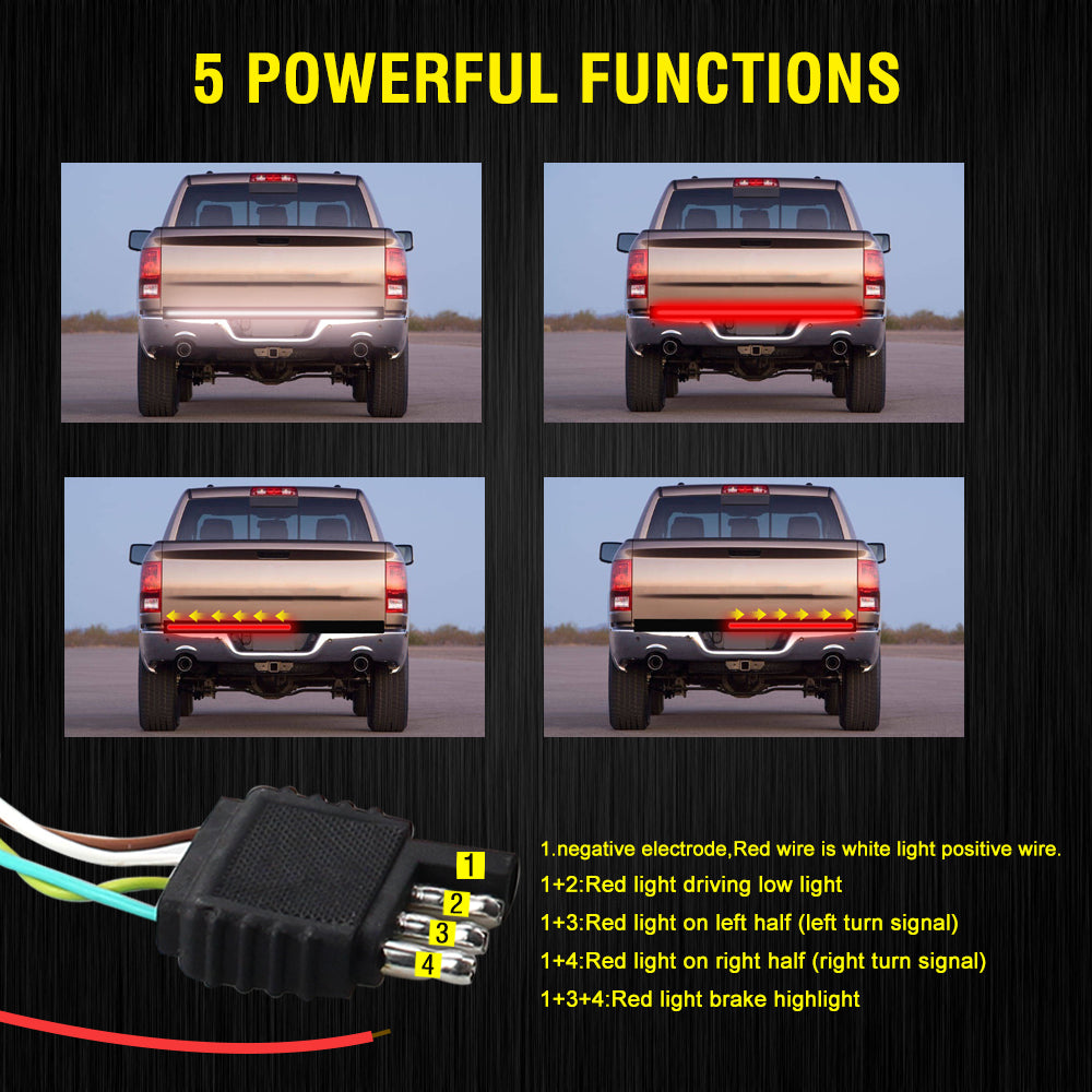 Truck Tailgate Side Bed Light Strip Bar Tuning Signal Light for Truck Off-road Vehicles black