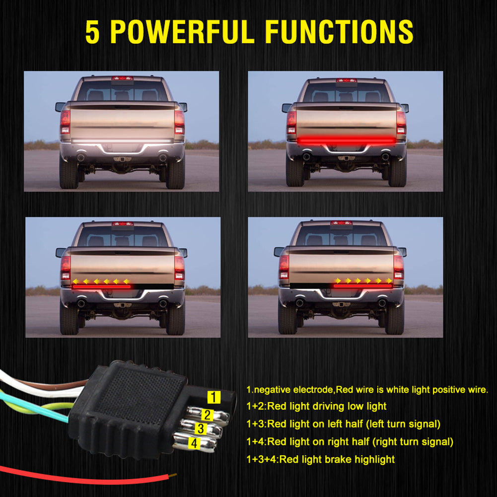 Truck Tailgate Side Bed Light Strip Bar Tuning Signal Light for Truck Off-road Vehicles black