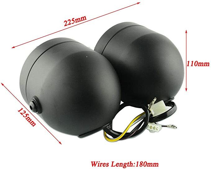 Motorcycle Twin Front Headlight Lamp W/ Bracket For Street Fat Boy Dual Sport Dirt Bikes Street Fighter Naked Cafe Racer Net twins black and white_with support