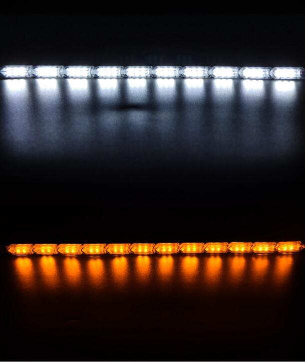 2pcs Flexible LED Strip Light DRL Daytime Running Light Waterproof Sequential Flow Headlight Runners Corner Turn Signal DRL As shown_16 lights (50cm)