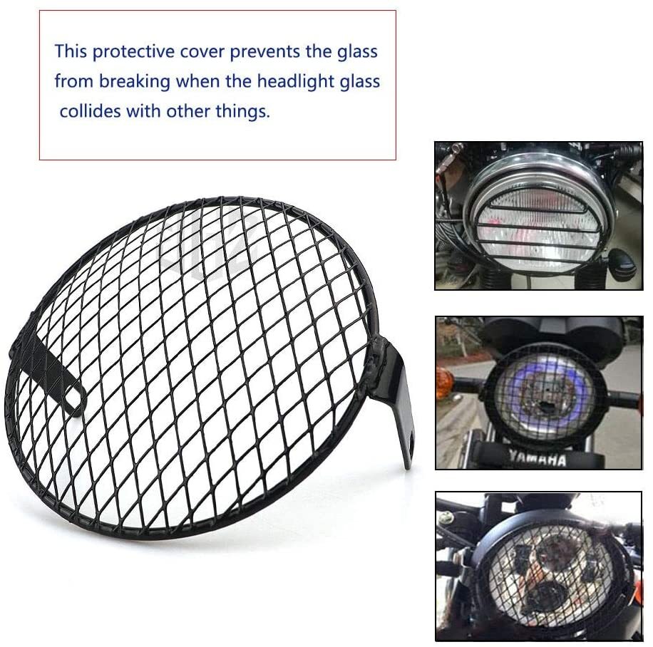 6.5 inch Motorcycle Universal Vintage Headlight Protector Retro Grill Light Lamp Cover Square net cover