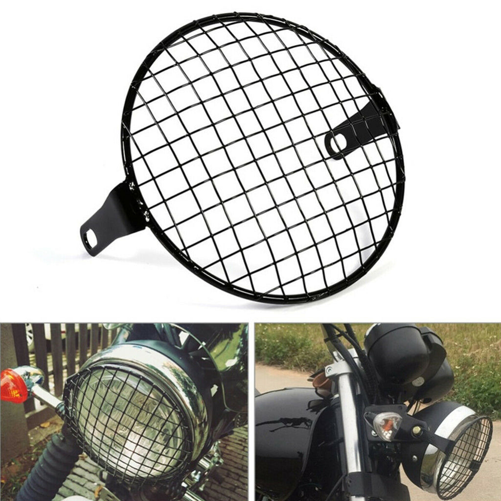 6.5 inch Motorcycle Universal Vintage Headlight Protector Retro Grill Light Lamp Cover Square net cover