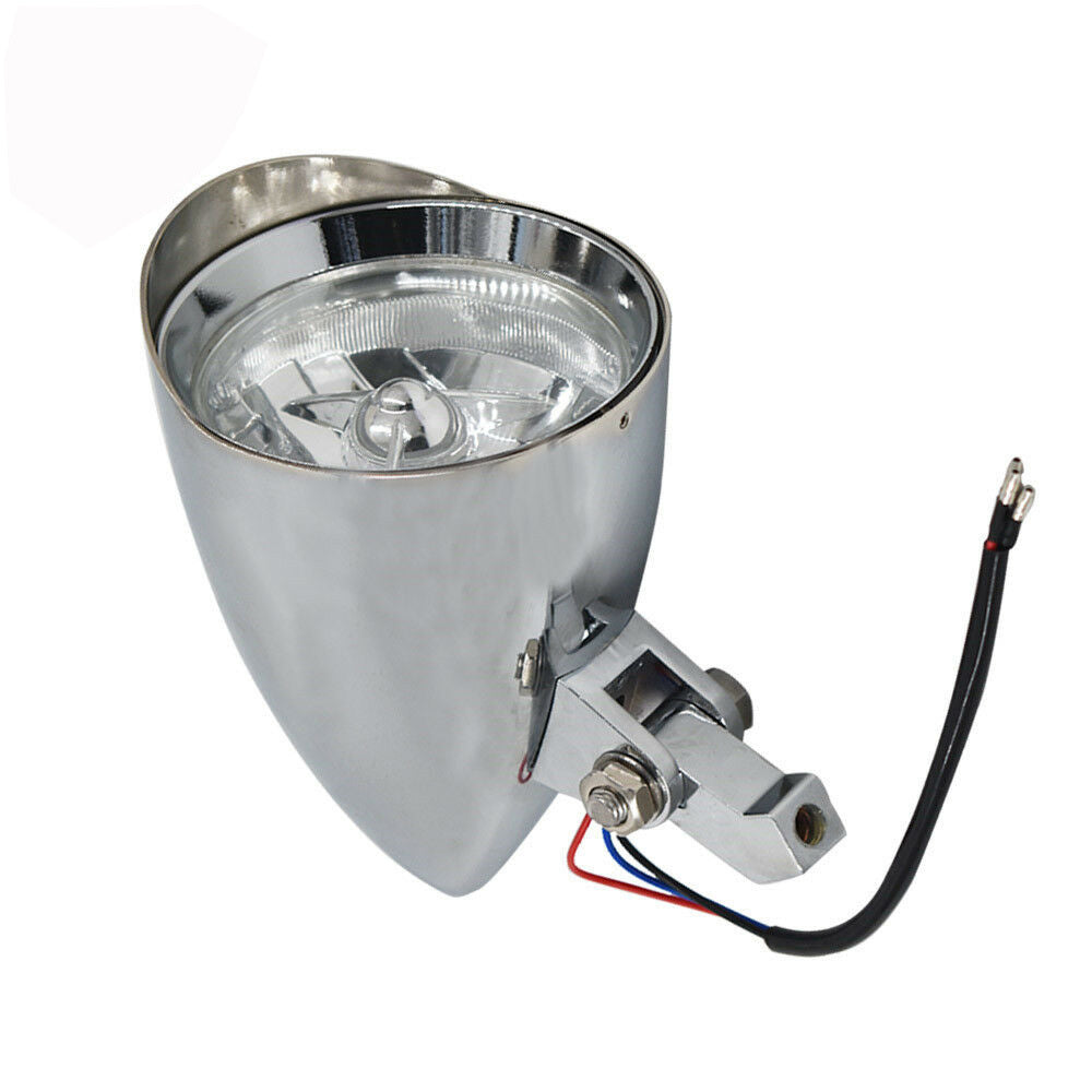 Motorcycle Headlight Lamp Chrome Visor Headlight Lamp For Bobber Chopper Dyna Plated