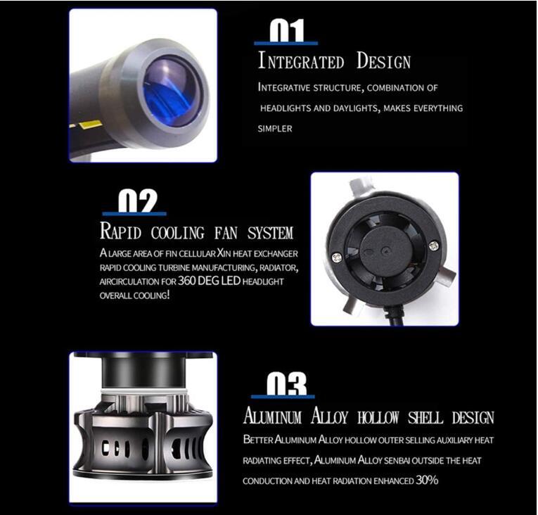 Car LED Headlight  XT7 Large-Sized LED Lamp Demon Eyes Running Lamp Retrofit  H4 H7 H11/H8  9005 9012 9006