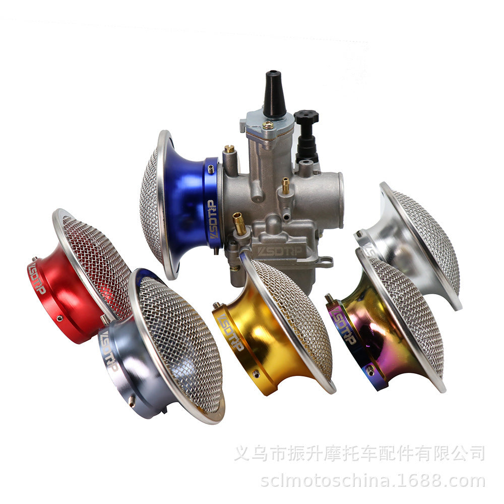 50mm Motorcycle Air Filter Wind Horn Cup Alloy Trumpet with Guaze for PWK28/30mm PE 28/30mm Carburetor 50mm blue