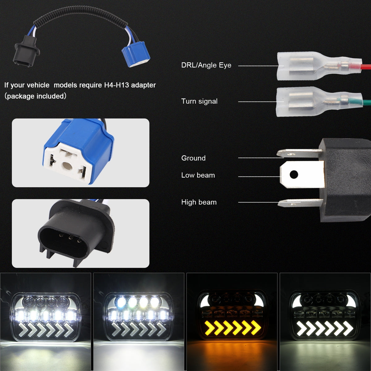 1Pair V7 7Inch 5Inch Work Light for Wrangler Led Car with Steering Headlight High Light Near Light 7 inch