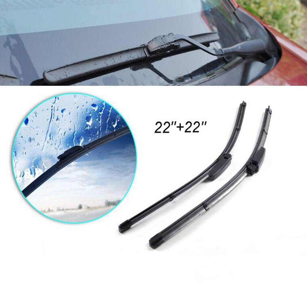 2PCS 22 Inch + 22 Inch Car Rubber Window Windshield Wiper Blade for 2004-2008 Audi A4  1997-2005 A6 black