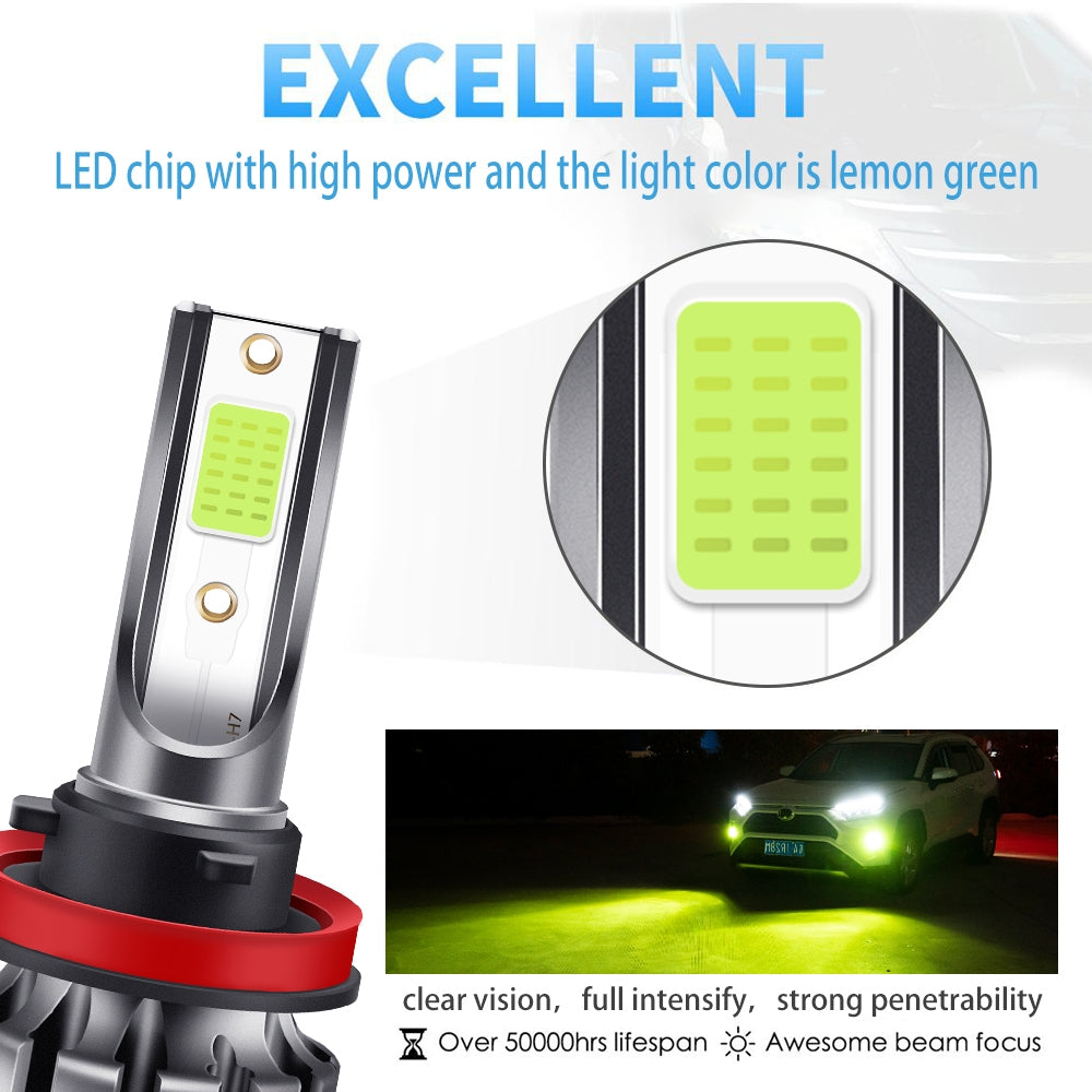 LED headlight front fog lamp 9-30 V 3000LM car modified green lime light bulb  5202