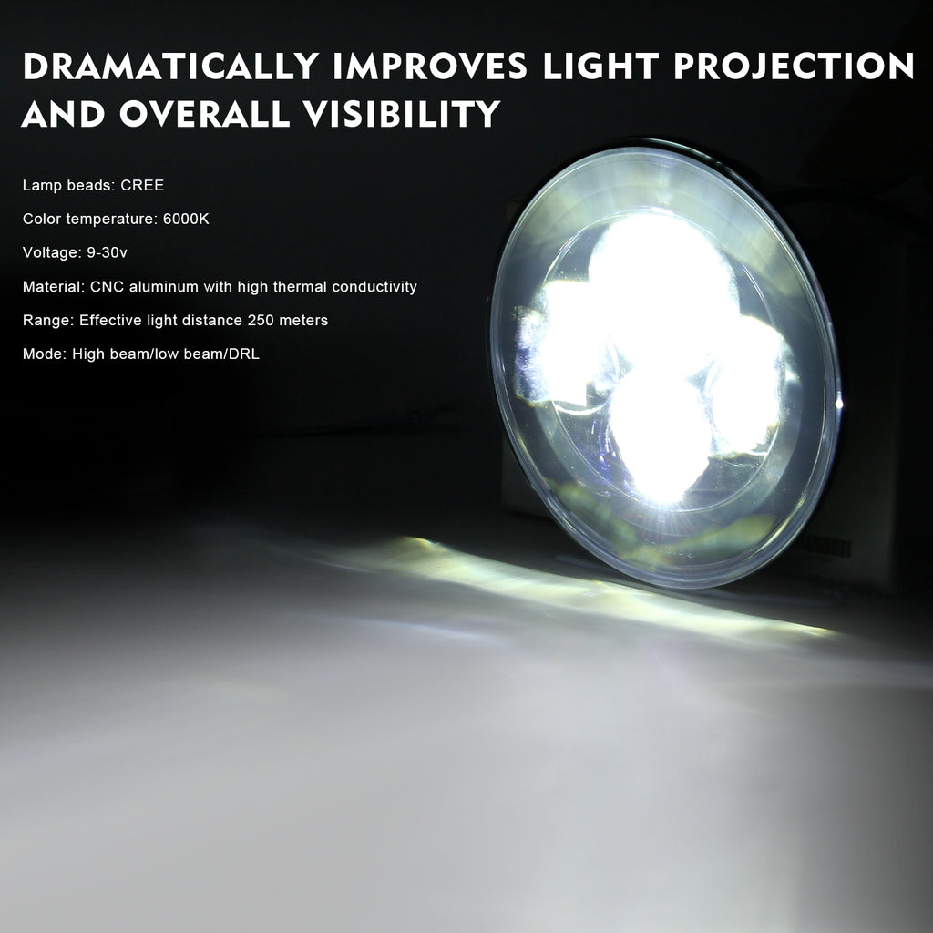 Car headlamp 7 Inch 200W Round LED abs Headlights IP67 20000LM Beam For Jeep Wrangler C0015