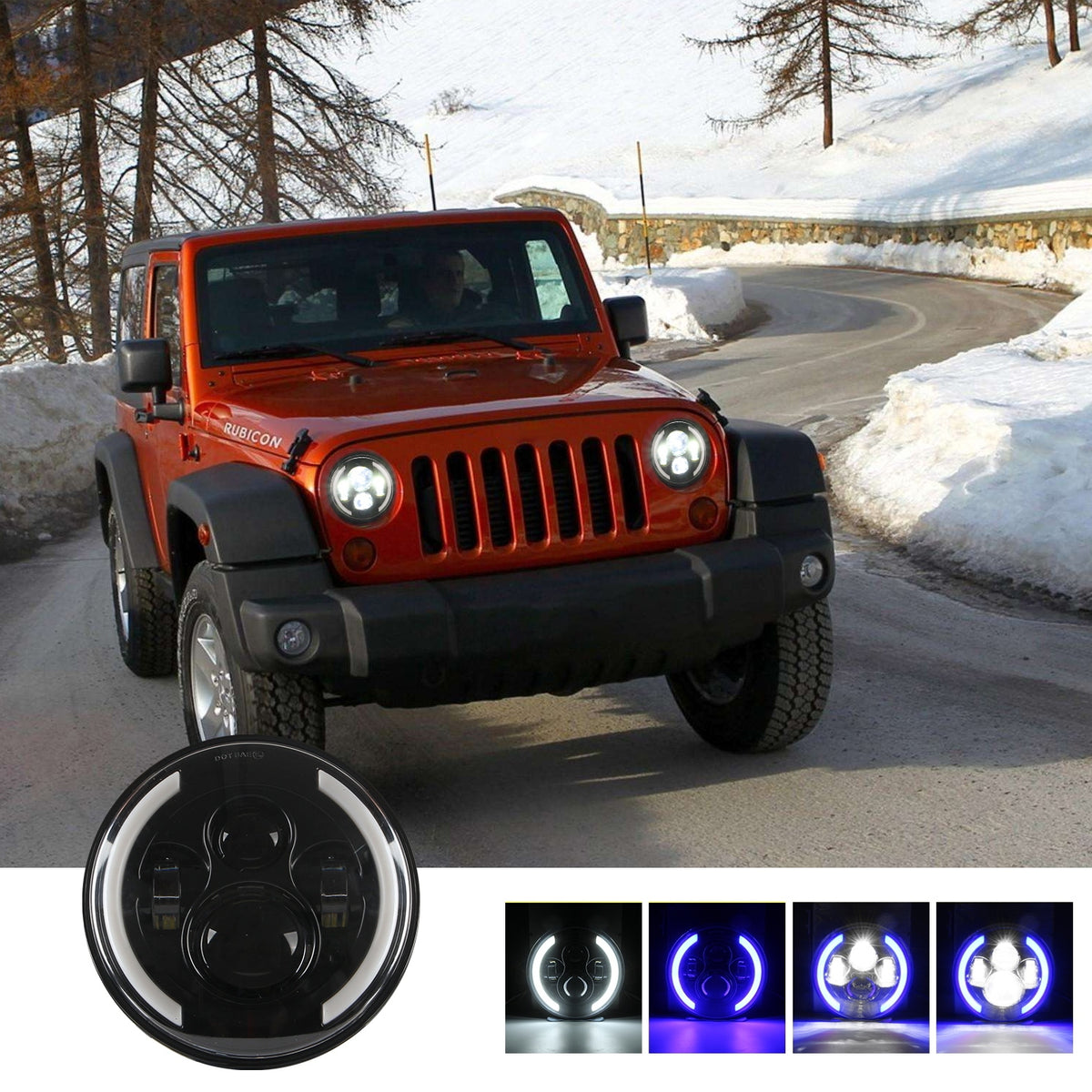 Car Headlamp 7inch 200W Round LED Headlights 6000K 20000LM headlight For Jeep Wrangler C0032
