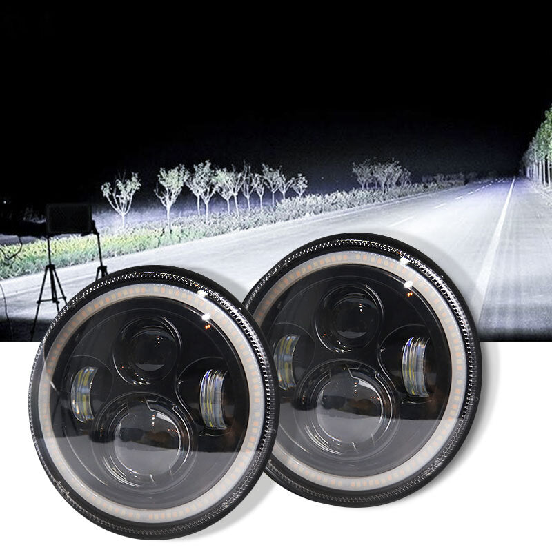 7 INCH 140W LED Headlights Round Halo Angle Eye For Jeep Wrangler JK TJ LJ 97-17 C0018