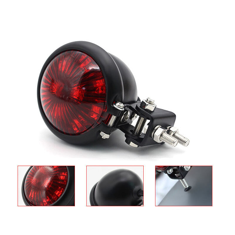 Motorcycle 12v Led Cafe Racer Style Stop Tail  Light Motorbike Brake Rear Lamp Taillight Electroplating shell red cover