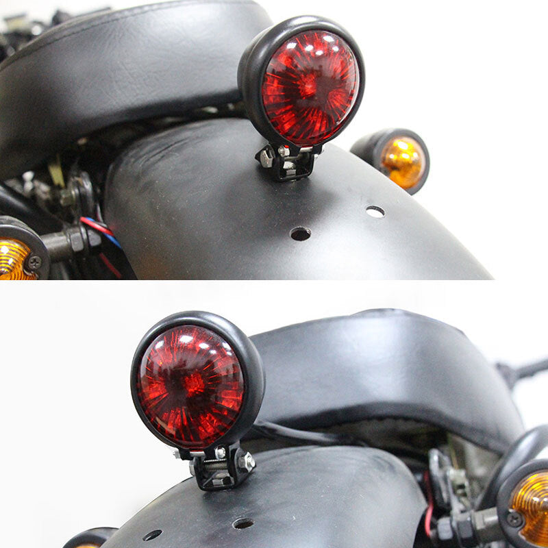 Motorcycle 12v Led Cafe Racer Style Stop Tail  Light Motorbike Brake Rear Lamp Taillight Electroplating shell red cover