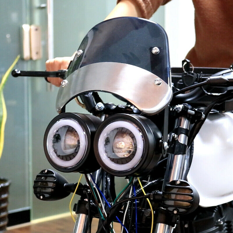 2pcs/set Motorcycle Led Twins Dual Headlight Retro Headlamp Daytime Turn Signal Light White light
