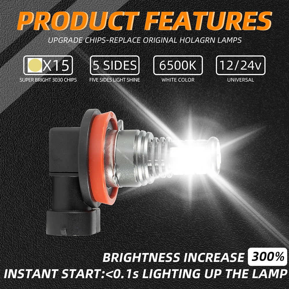 1 Pair Aluminum Car Led High-brightness Fog Lamp Headlights Waterproof Fog Lights H8/H9/H11