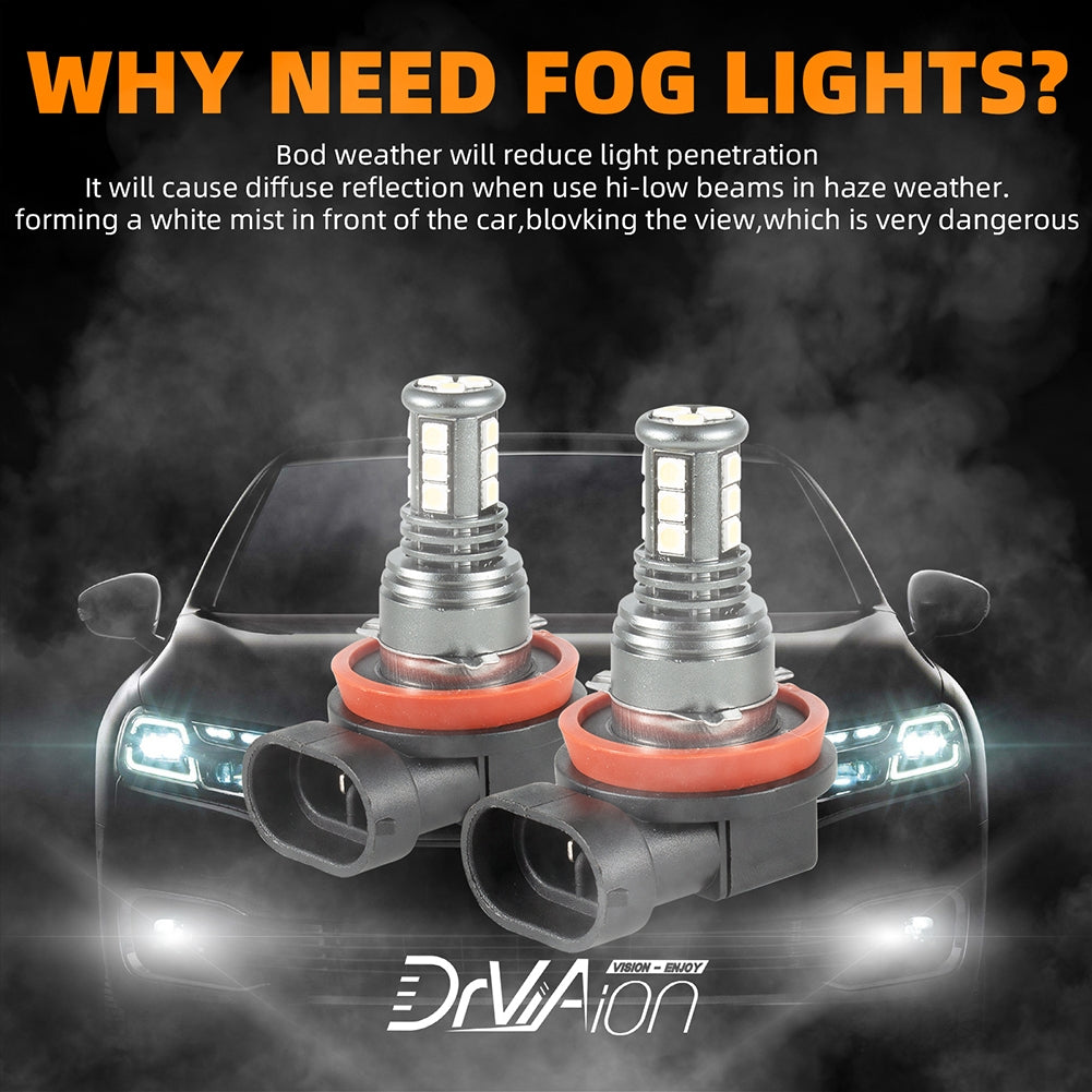 1 Pair Aluminum Car Led High-brightness Fog Lamp Headlights Waterproof Fog Lights H8/H9/H11