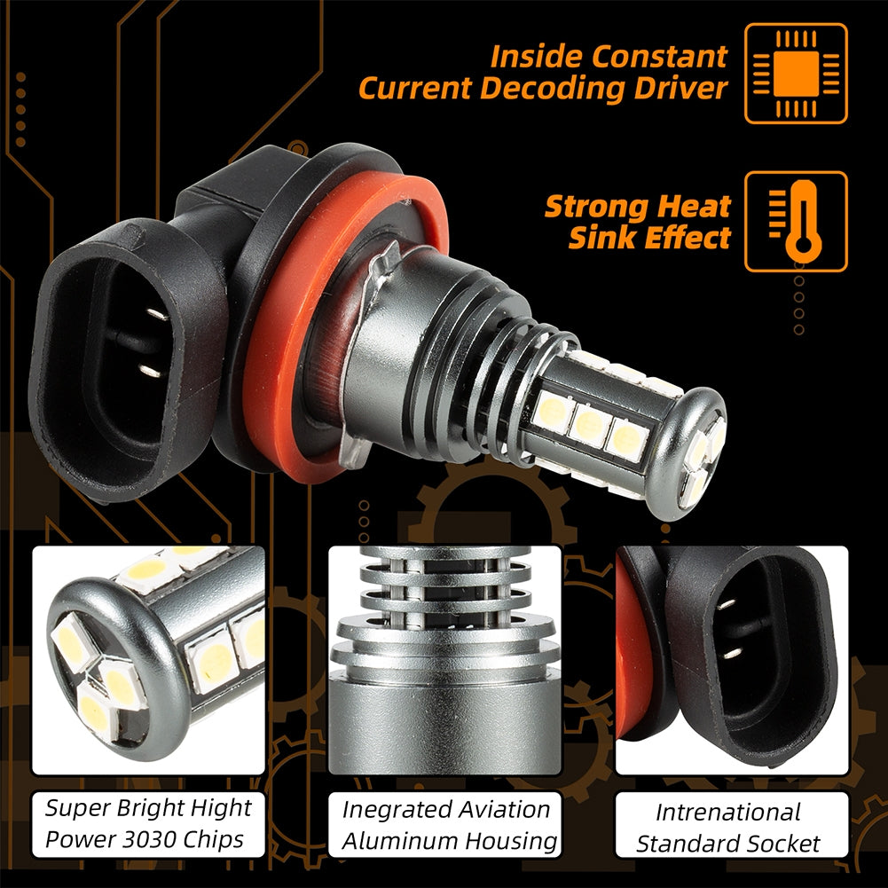 1 Pair Aluminum Car Led High-brightness Fog Lamp Headlights Waterproof Fog Lights H16/5202