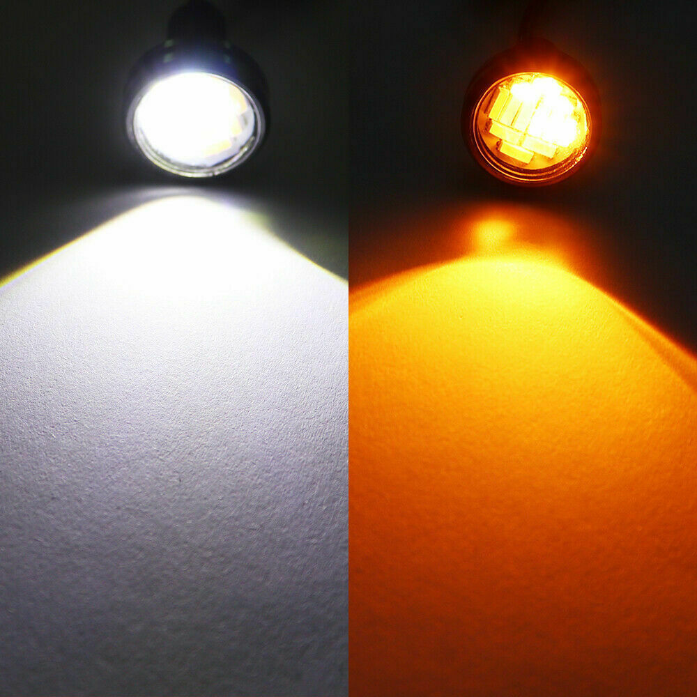 10pcs 23mm Eagle Eye LED DRL Daytime Running Reversing Light Car Tail Lamp Dc12v White and yellow light