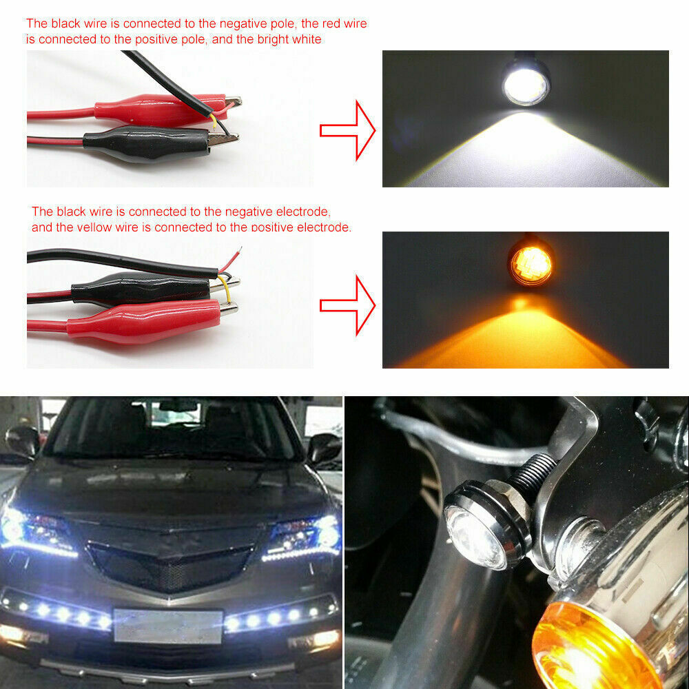 10pcs 23mm Eagle Eye LED DRL Daytime Running Reversing Light Car Tail Lamp Dc12v White and yellow light