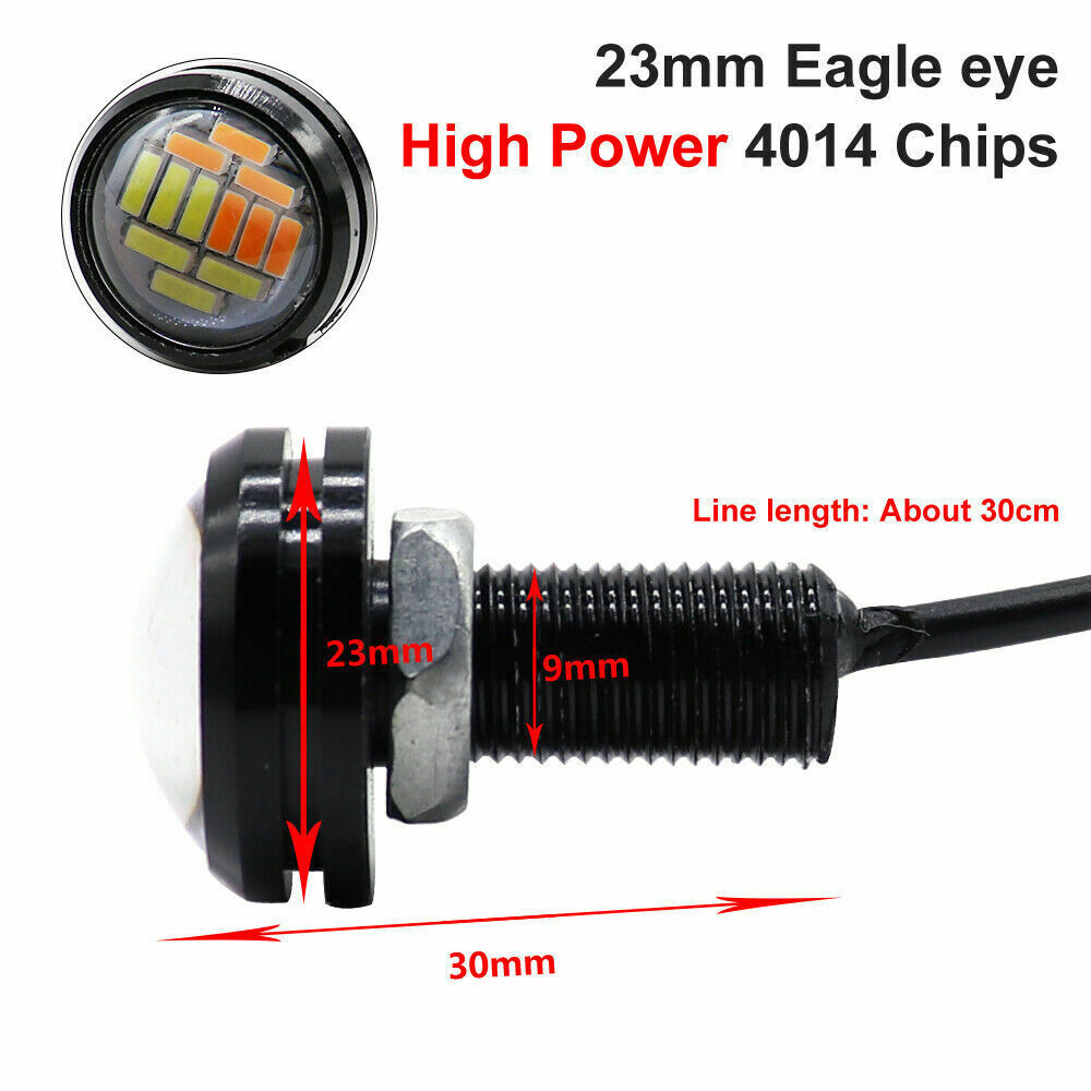 10pcs 23mm Eagle Eye LED DRL Daytime Running Reversing Light Car Tail Lamp Dc12v White and yellow light