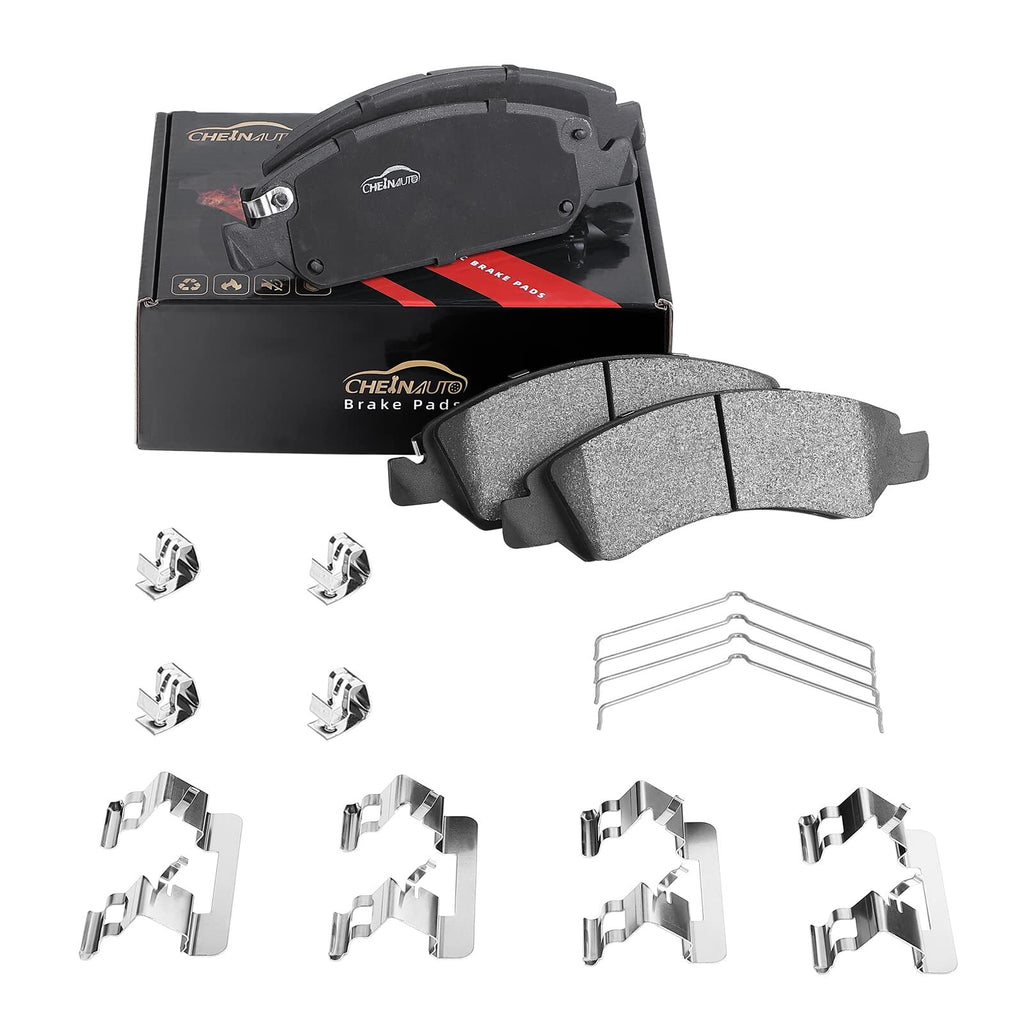 US CHEINAUTO 4Pcs Premium Ceramic Rear Disc Brake Pads Set With Steel Hardware Kits