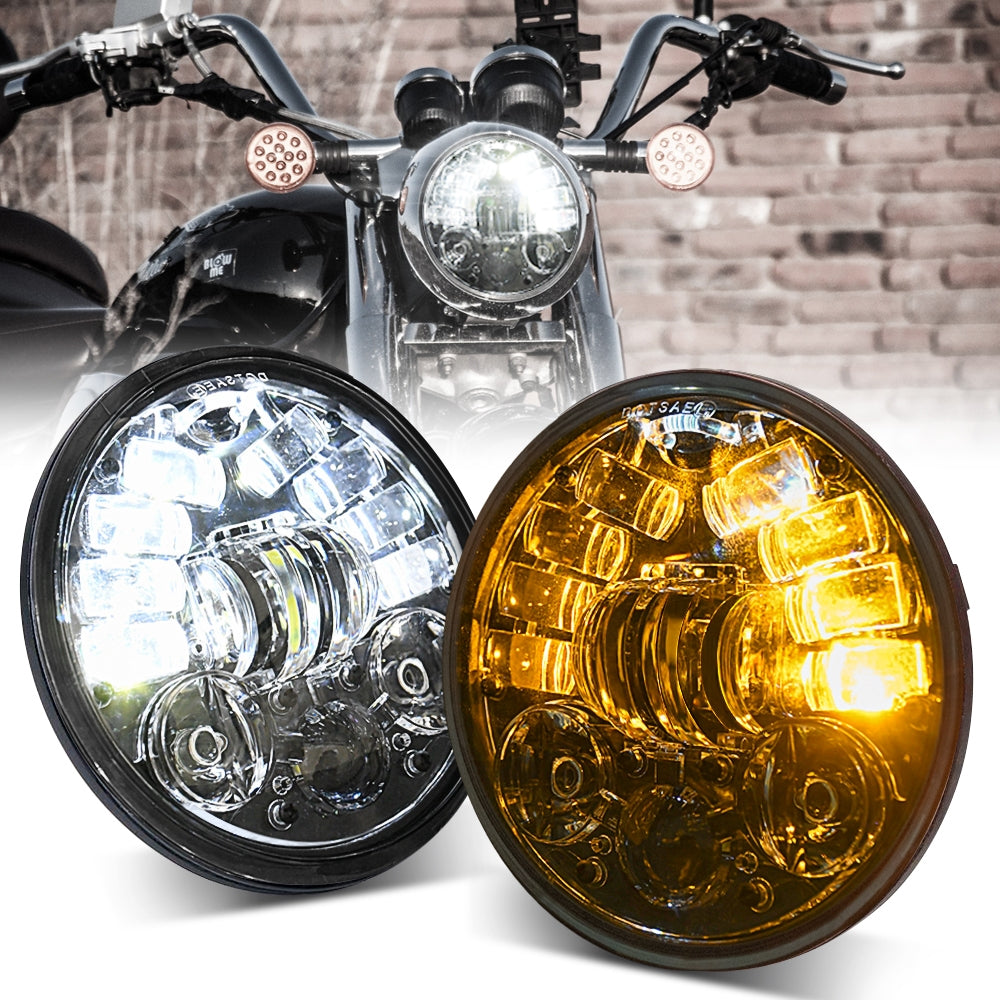 Motorcycle Led Drl Halo Headlight Aluminum Alloy 5.75-inch Motorcycle Headlight As shown