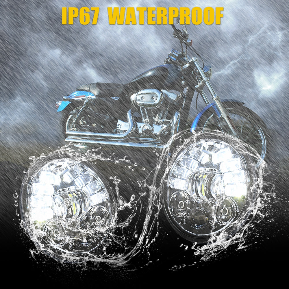 Motorcycle Led Drl Halo Headlight Aluminum Alloy 5.75-inch Motorcycle Headlight As shown