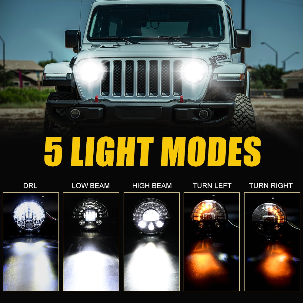 Led DRL Halo Headlight Aluminum 7-inch Matrix Gradient Color For Wrangler Headlight 7 inches