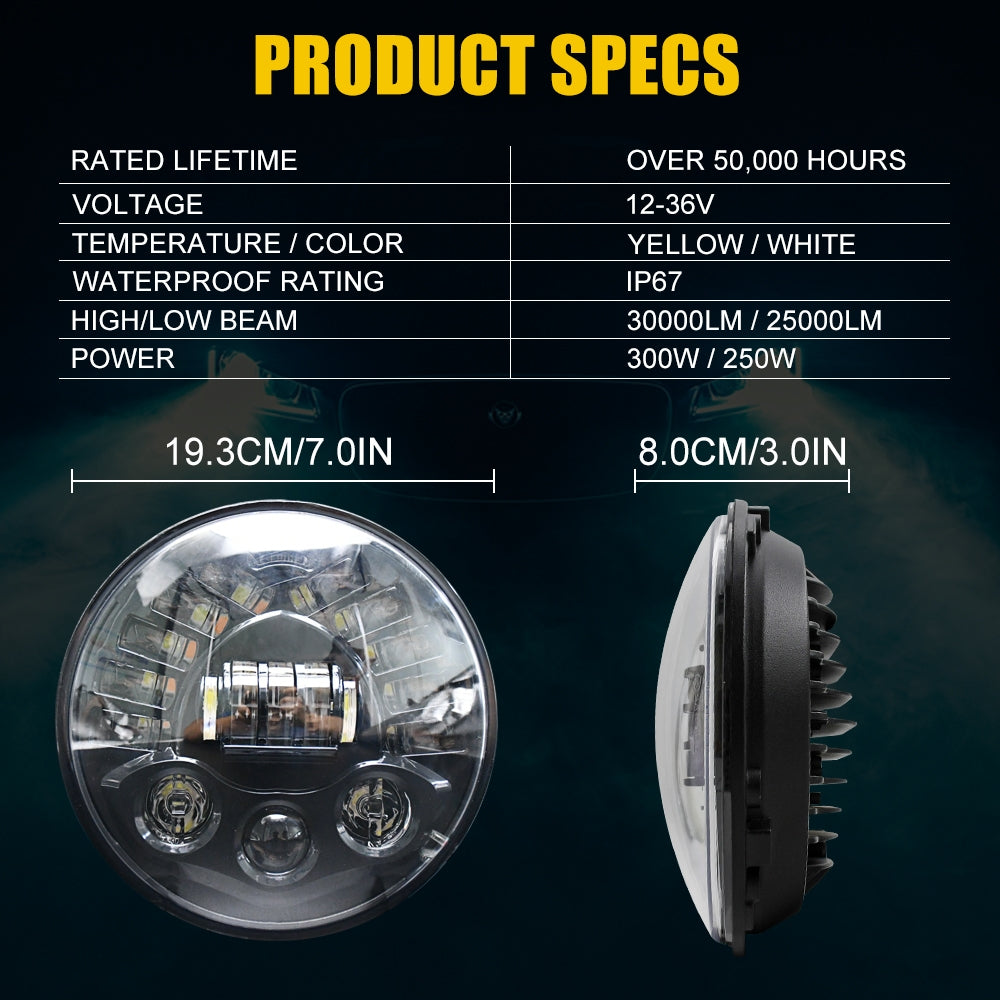 Led DRL Halo Headlight Aluminum 7-inch Matrix Gradient Color For Wrangler Headlight 7 inches