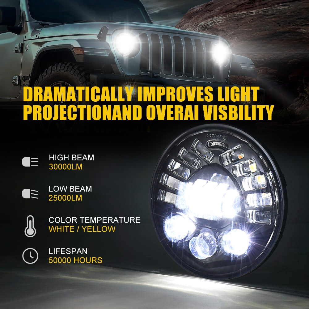 Led DRL Halo Headlight Aluminum 7-inch Matrix Gradient Color For Wrangler Headlight 7 inches