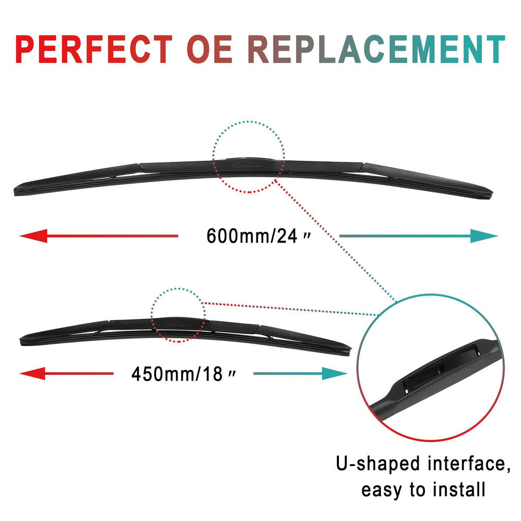 US CHEINAUTO Windshield Wipers 24 Inch 19 Inch  Wiper Blades OEM Quality Premium Stable & Quiet