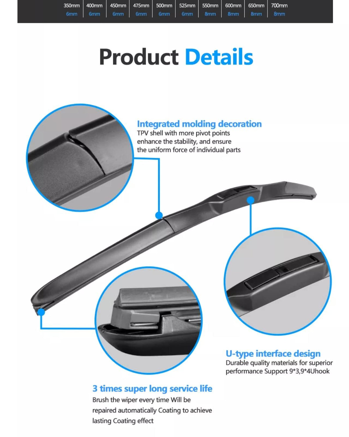 US CHEINAUTO Windshield Wipers 26 Inch 14Inch Wiper Blades OEM Quality Premium All-Seasons Stable & Quiet