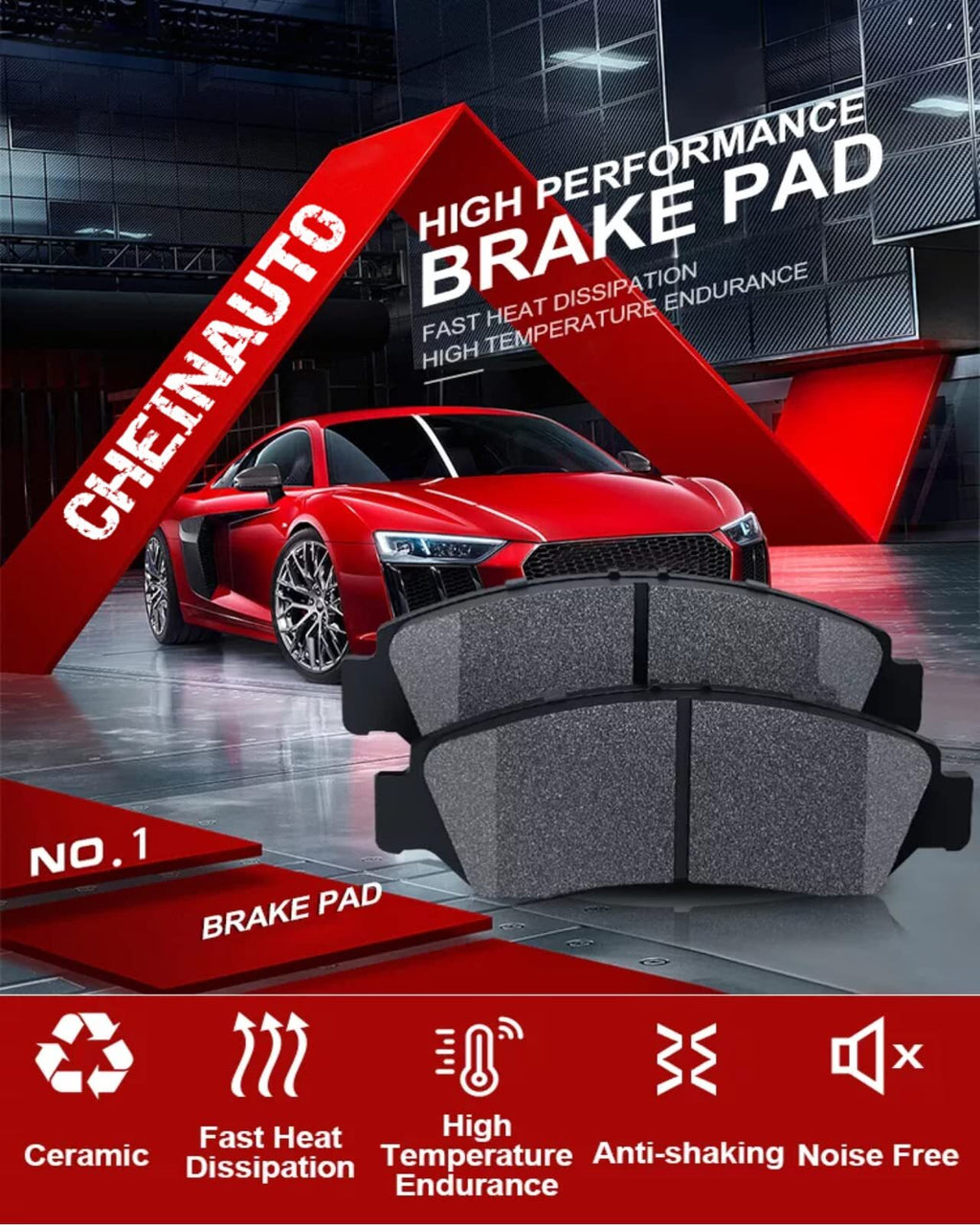 US CHEINAUTO Premium Ceramic Disc Rear Brake Pads Set For 2007-13 Acura MDX