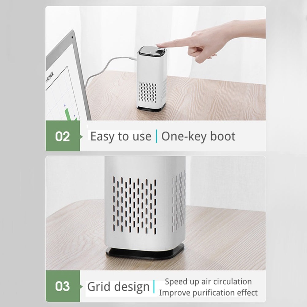 Mini Car  Air  Purifier Smart Home Anion Purifier Negative Ion Filter For Removing Vocs Dust Peculiar Smell Cigarette Smoke White