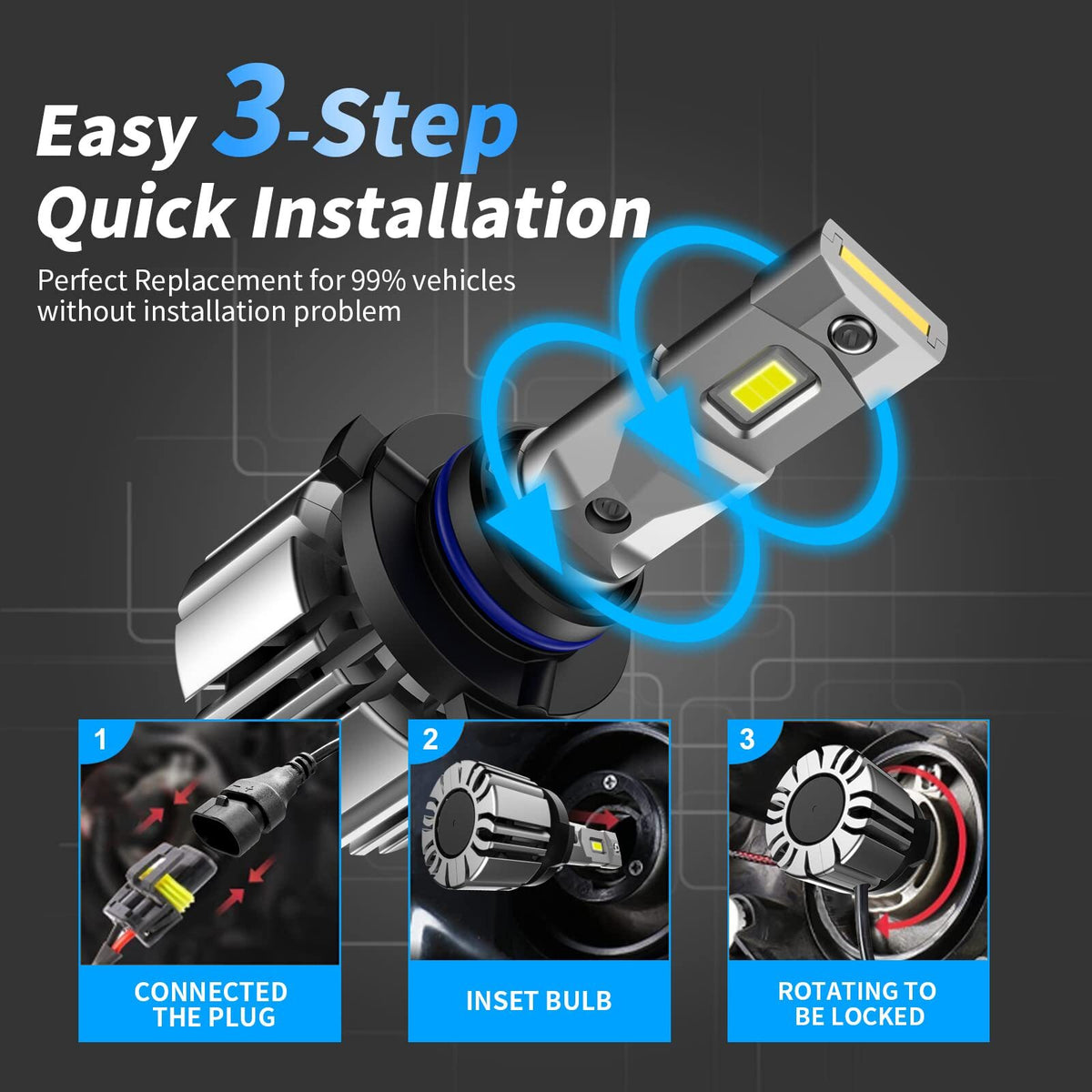 US CHEINAUTO 9005 LED Headlight Bulbs Super Bright High And Low Beam Headlight Bulbs Kit