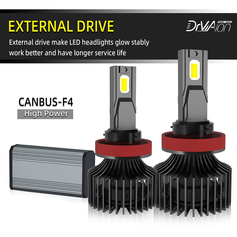 1 Pair Of Car  Led  Headlight Bulbs Ip68 Waterproof High-brightness High Power Good Heat Dissipation Quick Installation Car Led Lamp F4 H8/9/11