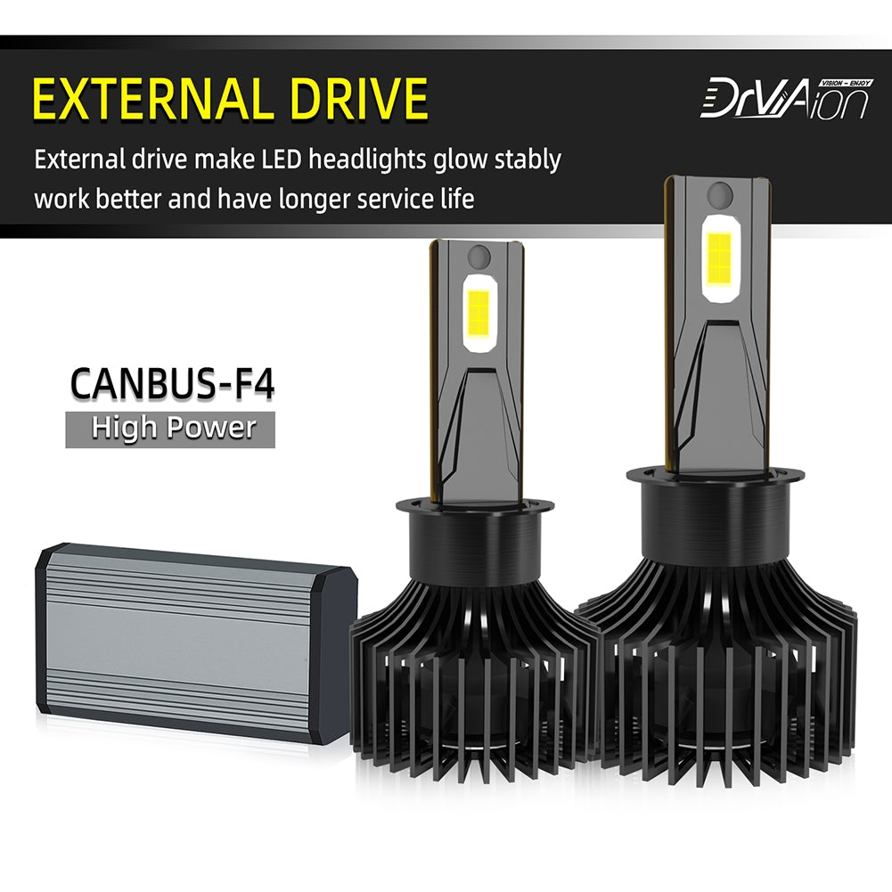 1 Pair Of Car  Led  Headlight Bulbs Ip68 Waterproof High-brightness High Power Good Heat Dissipation Quick Installation Car Led Lamp F4 H7