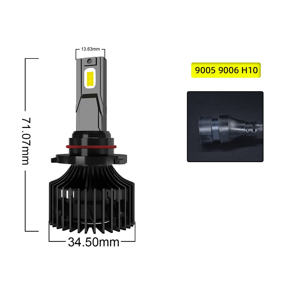 1 Pair Of Car  Led  Headlight Bulbs Ip68 Waterproof High-brightness High Power Good Heat Dissipation Quick Installation Car Led Lamp F4 H10