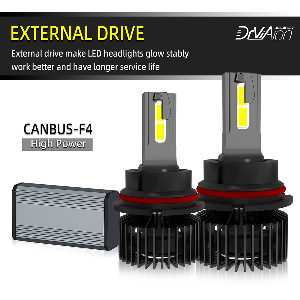1 Pair Of Car  Led  Headlight Bulbs Ip68 Waterproof High-brightness High Power Good Heat Dissipation Quick Installation Car Led Lamp F4 9007/HB5