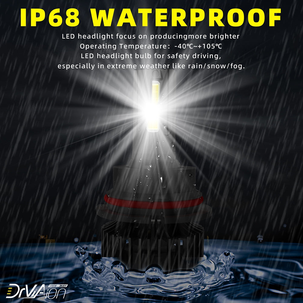 1 Pair Of Car  Led  Headlight Bulbs Ip68 Waterproof High-brightness High Power Good Heat Dissipation Quick Installation Car Led Lamp F4 9007/HB5