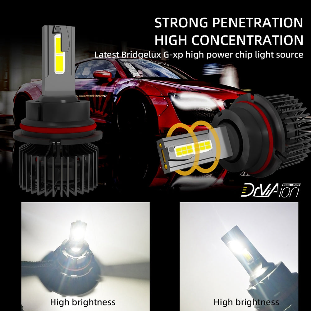 1 Pair Of Car  Led  Headlight Bulbs Ip68 Waterproof High-brightness High Power Good Heat Dissipation Quick Installation Car Led Lamp F4 9007/HB5