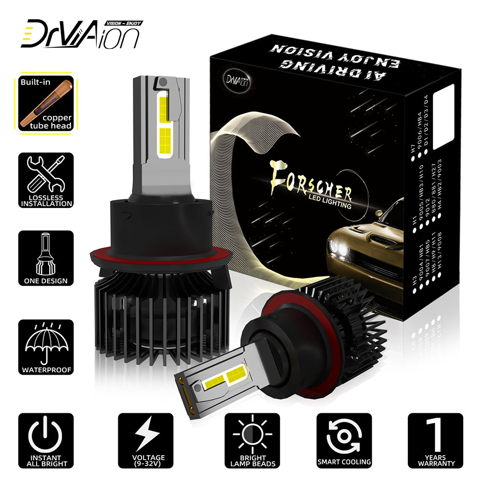 1 Pair Of Car  Led  Headlight Bulbs Ip68 Waterproof High-brightness High Power Good Heat Dissipation Quick Installation Car Led Lamp F4 9008/H13