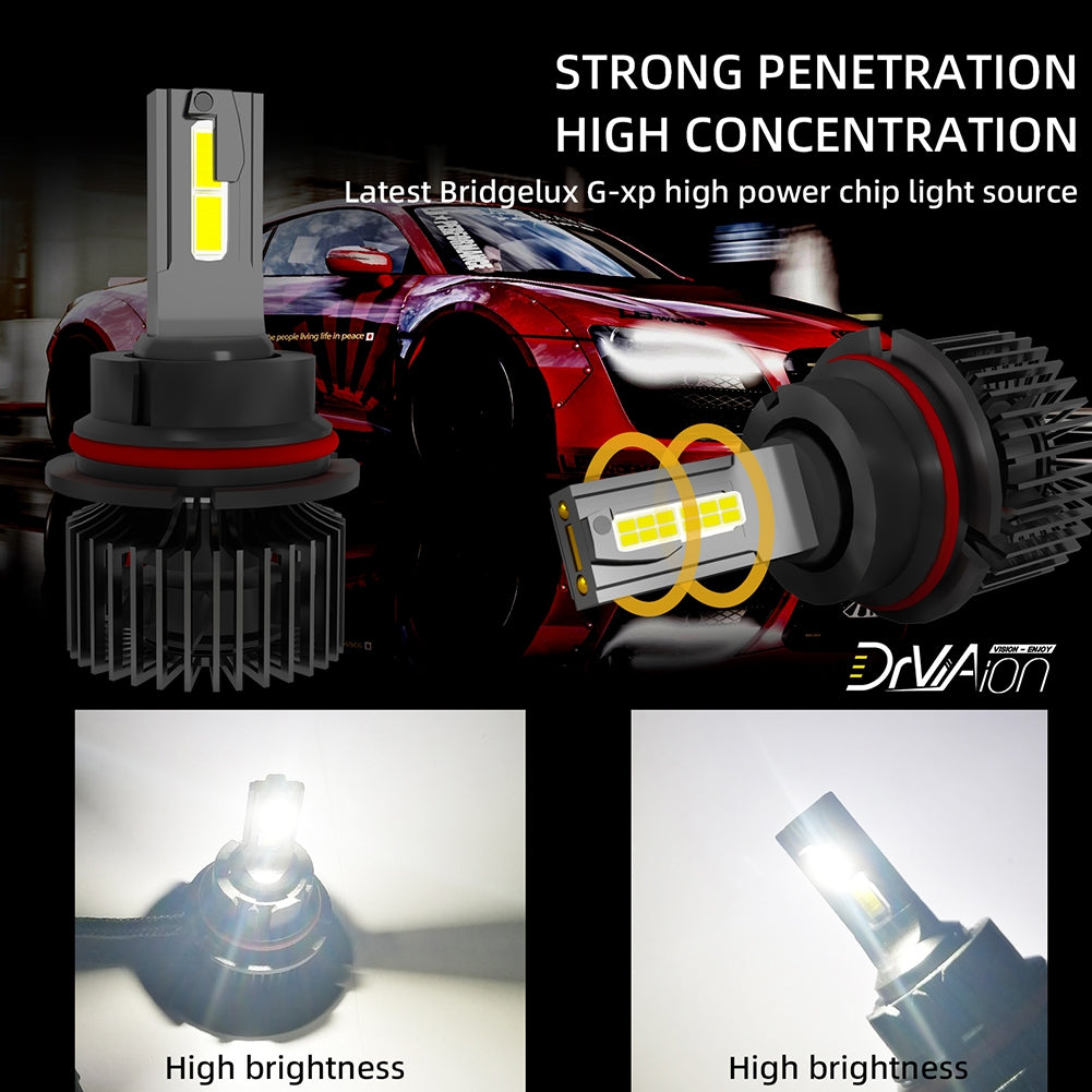 1 Pair Of Car  Led  Headlight Bulbs Ip68 Waterproof High-brightness High Power Good Heat Dissipation Quick Installation Car Led Lamp F4 9008/H13